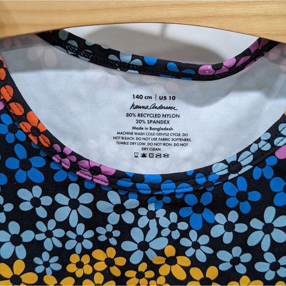 Hanna Andersson Active Top Workout Tank Sleeveless Black Flowers Girls sz 140 10 - Picture 4 of 5